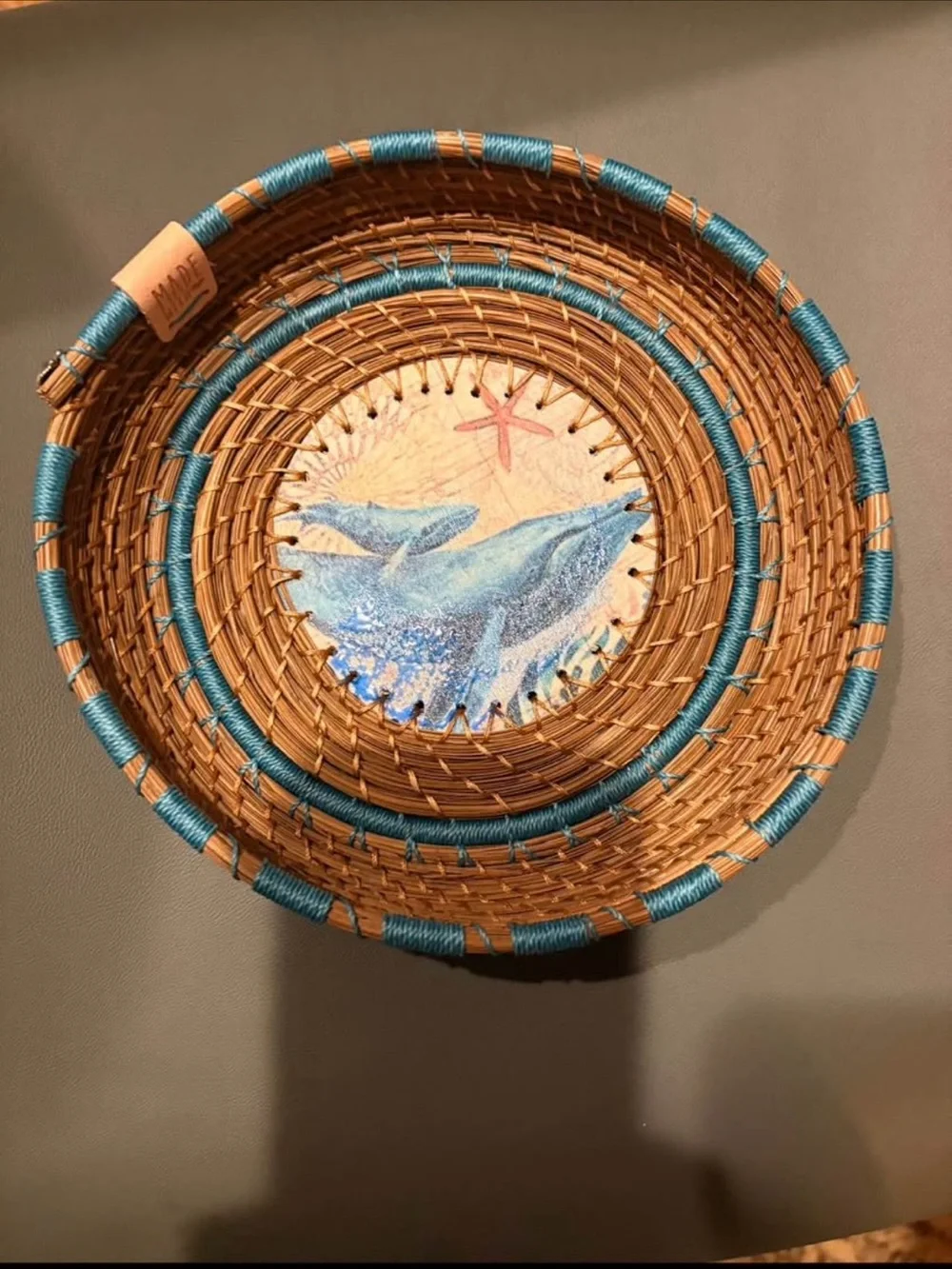Handwoven Pine Needle Basket - Natural Brown